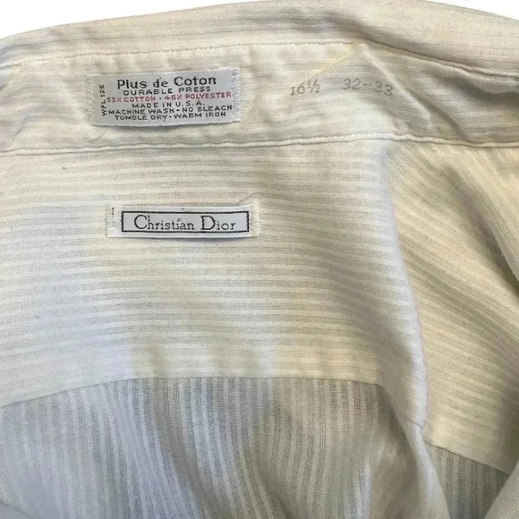 CHRISTIAN DIOR Longsleeve Button Down White Verticle Striped Shirt * VINTAGE - Picture 9 of 14
